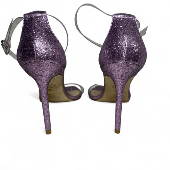 Stuart Weitzman Glitter Lilac High Heel PVC Sandal sz 8 NWOT - Picture 7 of 13